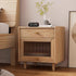 Modern Minimalist Square Wood Rock Slab Nightstand 2-Drawer For Bedroom