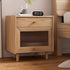 Modern Minimalist Square Wood Rock Slab Nightstand 2-Drawer For Bedroom