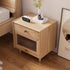 Modern Minimalist Square Wood Rock Slab Nightstand 2-Drawer For Bedroom