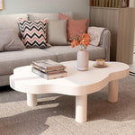 Contemporary Scandinavian Cloud Cream Rectangle Round Wood Coffee Table For Living Room