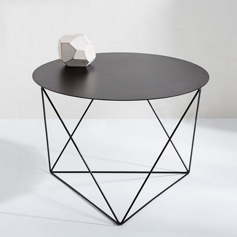 Modern Minimalist Home Round Triangle Legs Iron Coffee Table For Living Room