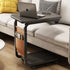 Modern Minimalist Moveable Roller Rectangular Metal Wood End Table 2-Tier For Living Room