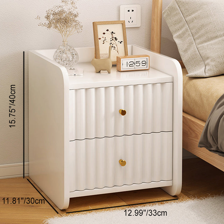 Modern Minimalist Wave Square Rectangle Density Panel Nightstand 1/2/3 Drawer For Bedroom