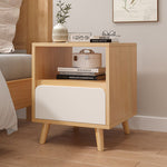 Modern Minimalist Square Rectangular Wood Nightstand 1/2/3 Drawer For Bedroom