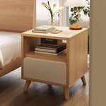 Modern Minimalist Square Rectangular Wood Nightstand 1/2/3 Drawer For Bedroom