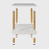 Modern Minimalist Square Rectangle Wood Rock Slab Side Table 2-Tier For Living Room