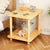 Modern Minimalist Square Rectangle Wood Rock Slab Side Table 2-Tier For Living Room