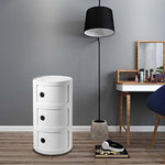 Contemporary Scandinavian Round Cylinder Plastic Nightstand 2/3 Tier For Bedroom