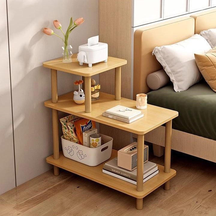 Modern Minimalist Rectangular Square Wooden Side Table 3-Tier For Living Room