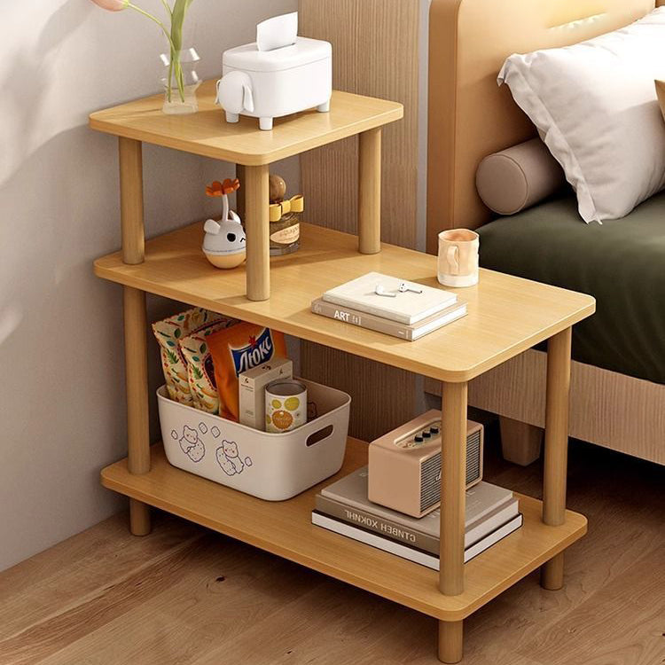 Modern Minimalist Rectangular Square Wooden Side Table 3-Tier For Living Room