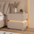 Contemporary Scandinavian Cream Sensor Light Square Wood Nightstand 2-Drawer For Bedroom