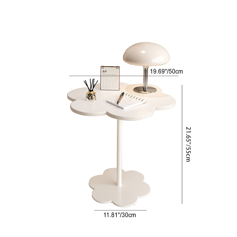 Modern Minimalist Cream Flower Shaped Round Iron Density Plate End Table For Living Room