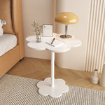 Modern Minimalist Cream Flower Shaped Round Iron Density Plate End Table For Living Room