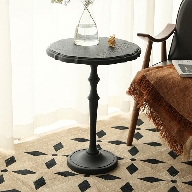 Traditional Vintage Round Lace Wood End Table For Living Room