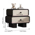 Contemporary Scandinavian Cream Rectangle Square Wood Nightstand 2-Drawer For Bedroom