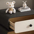 Contemporary Scandinavian Cream Rectangle Square Wood Nightstand 2-Drawer For Bedroom