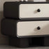 Contemporary Scandinavian Cream Rectangle Square Wood Nightstand 2-Drawer For Bedroom