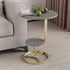 Contemporary Creative Round Iron Rock Slab End Table 2-Tier For Living Room