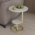 Contemporary Creative Round Iron Rock Slab End Table 2-Tier For Living Room