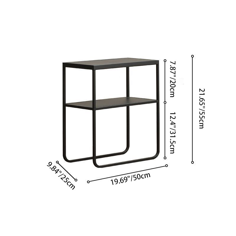 Modern Minimalist Rectangular Iron Stainless Steel End Table 2-Tier For Living Room