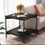 Modern Minimalist Rectangular Square Wood Metal Side Table 2-Tier For Living Room