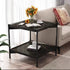 Modern Minimalist Rectangular Square Wood Metal Side Table 2-Tier For Living Room