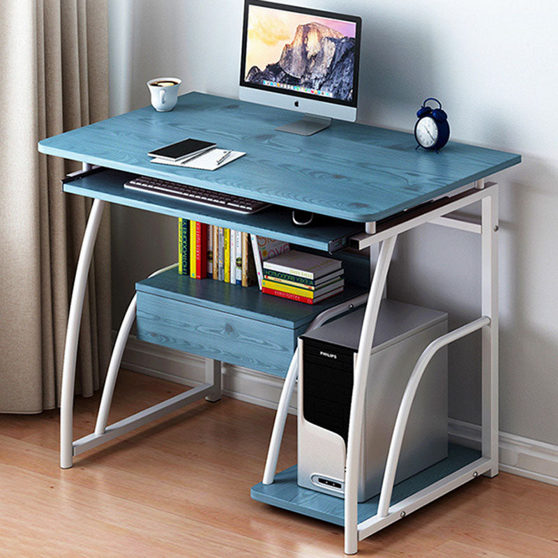 Modern Minimalist Rectangular Iron Density Board Desk 3-Tier For Home Office