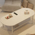 Modern Minimalist Cream Oval Carbon Steel Density Plate Coffee Table 2-Tier For Living Room