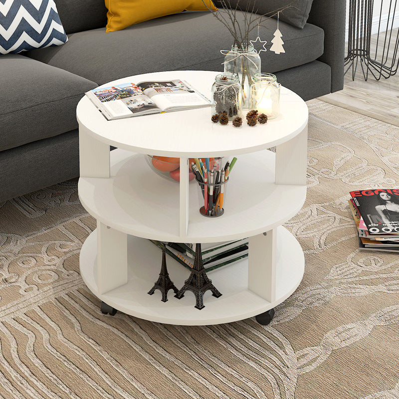 Contemporary Scandinavian Removable Round Column Density Plate Side Table 3-Tier For Living Room