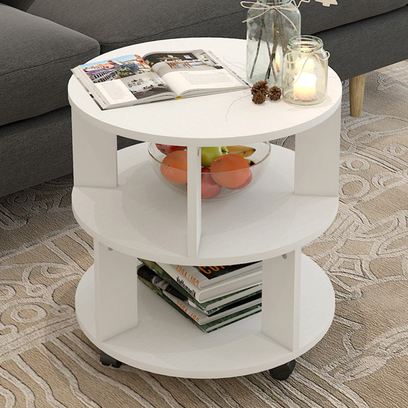 Contemporary Scandinavian Removable Round Column Density Plate Side Table 3-Tier For Living Room