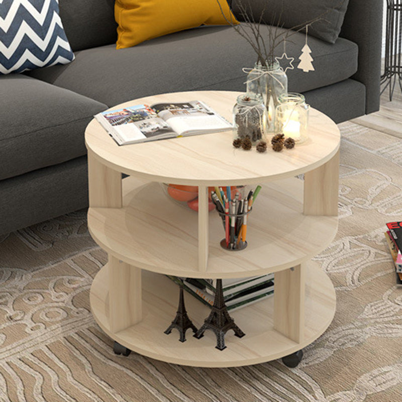 Contemporary Scandinavian Removable Round Column Density Plate Side Table 3-Tier For Living Room