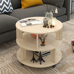 Contemporary Scandinavian Removable Round Column Density Plate Side Table 3-Tier For Living Room