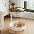 Modern Minimalist Removable Round Disc Glass Rock Slab Iron Side Table 2-Tier For Living Room