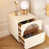 Contemporary Scandinavian Cream Cute Square Density Plate Glass Wood Stainless Steel Nightstand 2-Drawer For Bedroom