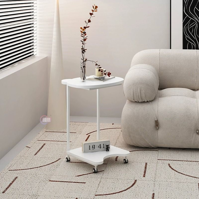 Contemporary Creative Bear Shape Density Board Top Stainless Steel End Table 2-Tier For Living Room