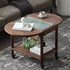 Modern Minimalist Oval Tabletop Solid Wood Metal Glass Side Table 1-Drawer For Living Room