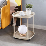 Modern Minimalist Square Tabletop Plastic Titanium Steel Side Table 2-Tier For Living Room