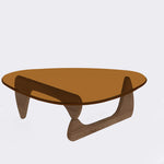 Modern Minimalist Oval Solid Wood Glass Coffee Table 3-Leg For Living Room