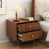 Traditional Vintage Rectangular Tabletop Solid Wood Stainless Steel Nightstand 2-Drawer For Bedroom