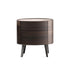 Modern Luxury Oval Solid Wood Glass Rock Slab Nightstand 2-Drawer For Bedroom