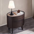 Modern Luxury Oval Solid Wood Glass Rock Slab Nightstand 2-Drawer For Bedroom