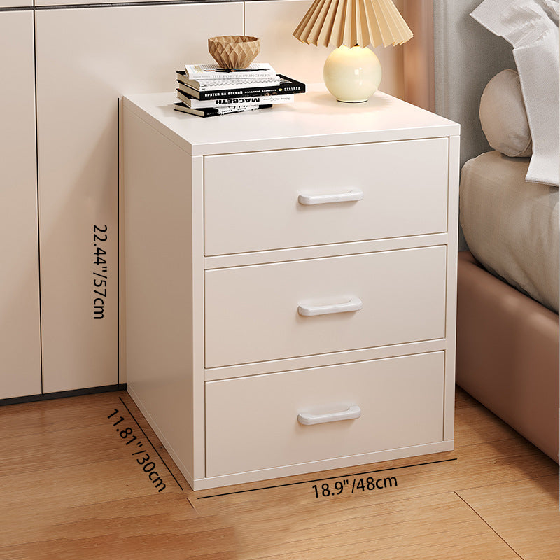 Modern Minimalist Rectangular Solid Wood Panel Nightstand 3-Drawer For Bedroom