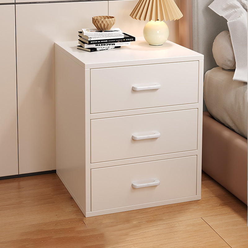 Modern Minimalist Rectangular Solid Wood Panel Nightstand 3-Drawer For Bedroom