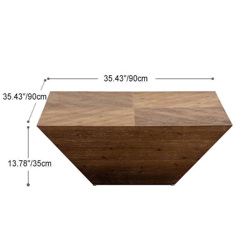 Traditional Vintage Square Tabletop Cedarwood Coffee Table For Living Room