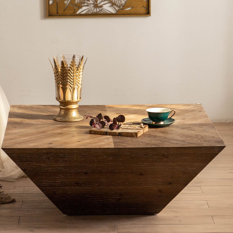 Traditional Vintage Square Tabletop Cedarwood Coffee Table For Living Room