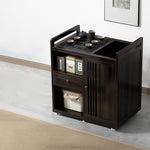 Traditional Chinese Rectangle Bamboo Coffee Table 3-Cabinet For Living Room