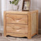 Modern Minimalist Square Solid Wood Slab Nightstand 2-Drawer For Bedroom