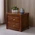 Modern Minimalist Square Solid Wood Slab Nightstand 2-Drawer For Bedroom