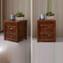 Modern Minimalist Square Solid Wood Slab Nightstand 2-Drawer For Bedroom