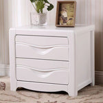 Modern Minimalist Square Solid Wood Slab Nightstand 2-Drawer For Bedroom